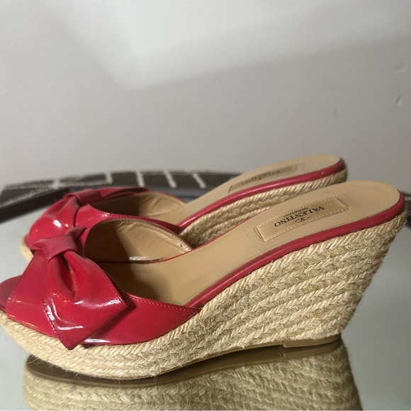 VALENTINO Pink Bow Wedge Espadrilles SZ 39 - Picture 3 of 7